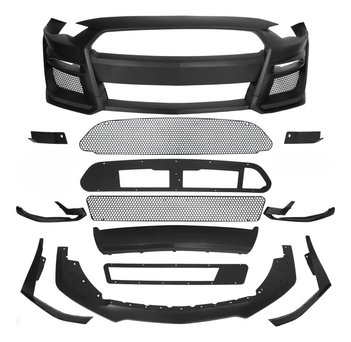 Body Kit Bumper Frontal GT 500 Negro Delantero Ford Mustang 2015-2023
